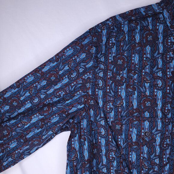 Panhandle Shirt Mens XL Blue Paisely Western Snap Button - Picture 3 of 10